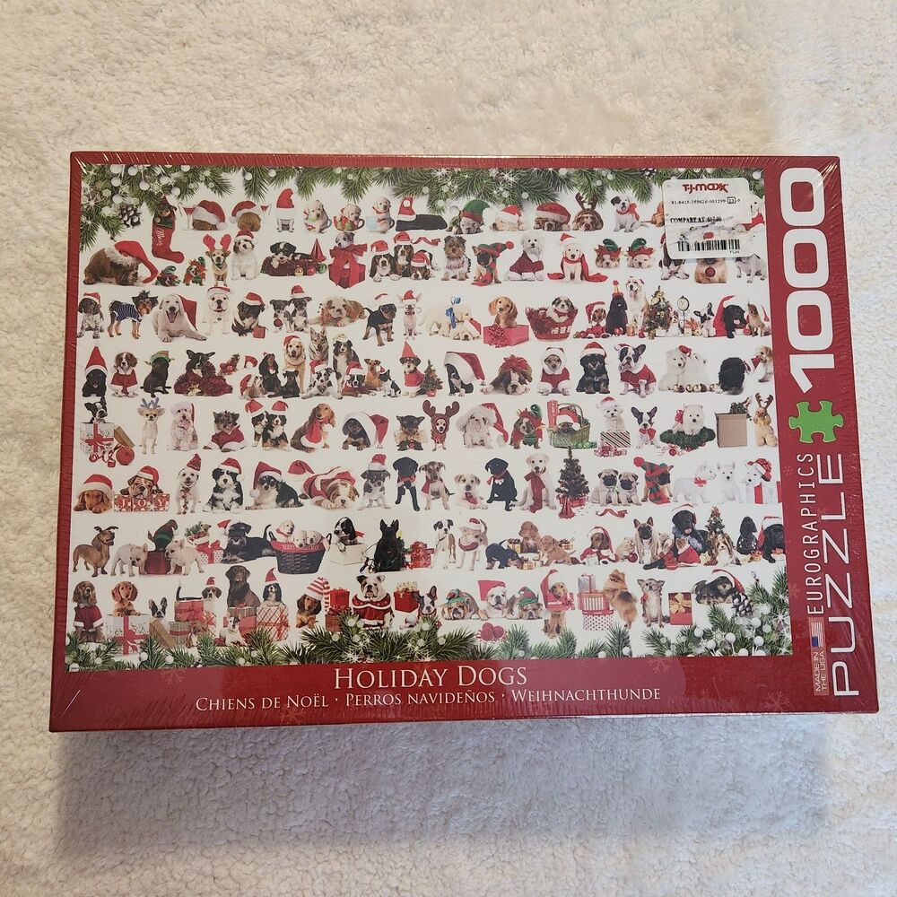 New Sealed 1,000 Piece Eurographics Holiday Dogs Jigsaw Puzzle